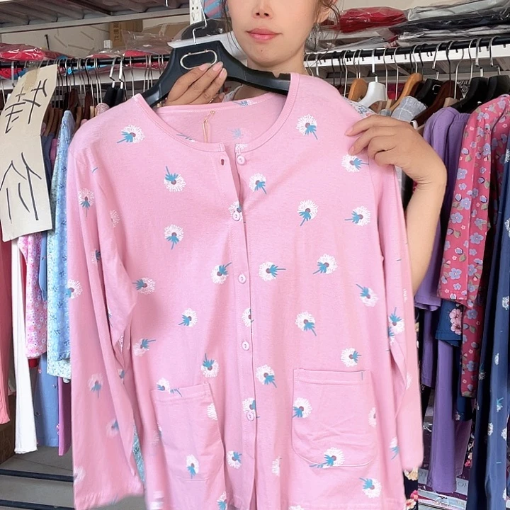 棉纯棉长袖妈妈120斤开衫