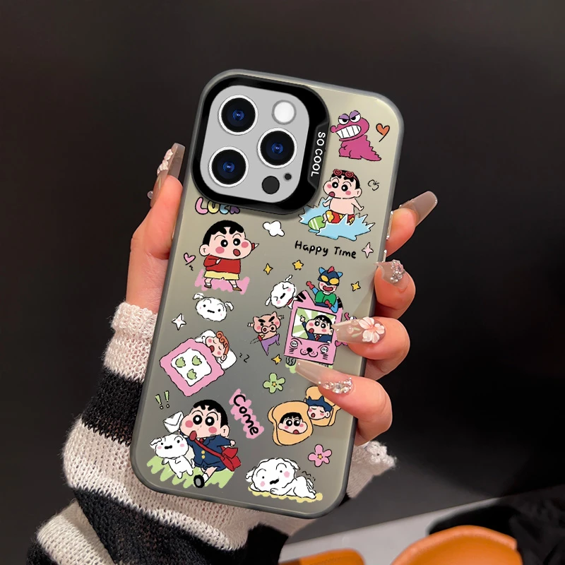 满屏小新-IMD彩银-黑-时尚卡通个性防撞防帅防磨手机壳