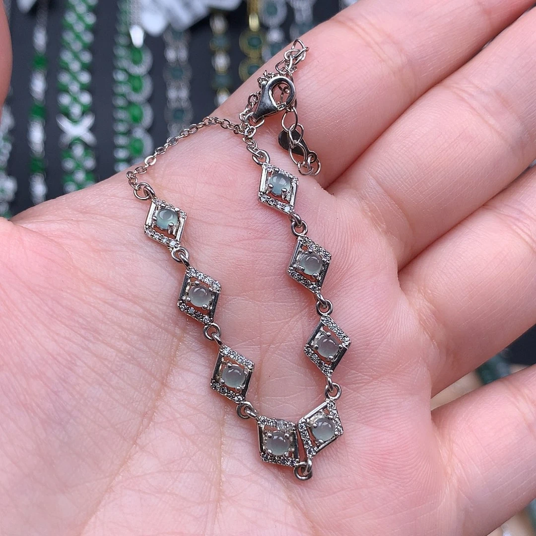 翡翠银S925镶嵌手链