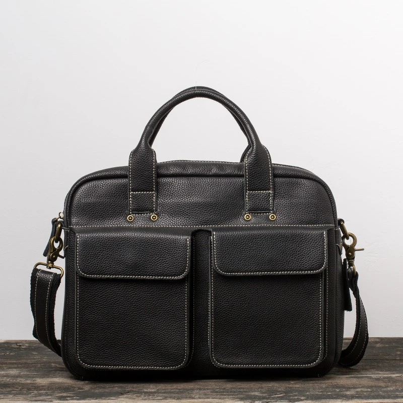 手工头层牛皮单肩斜挎手提公文iPad电脑包文件包上班休闲通勤男包