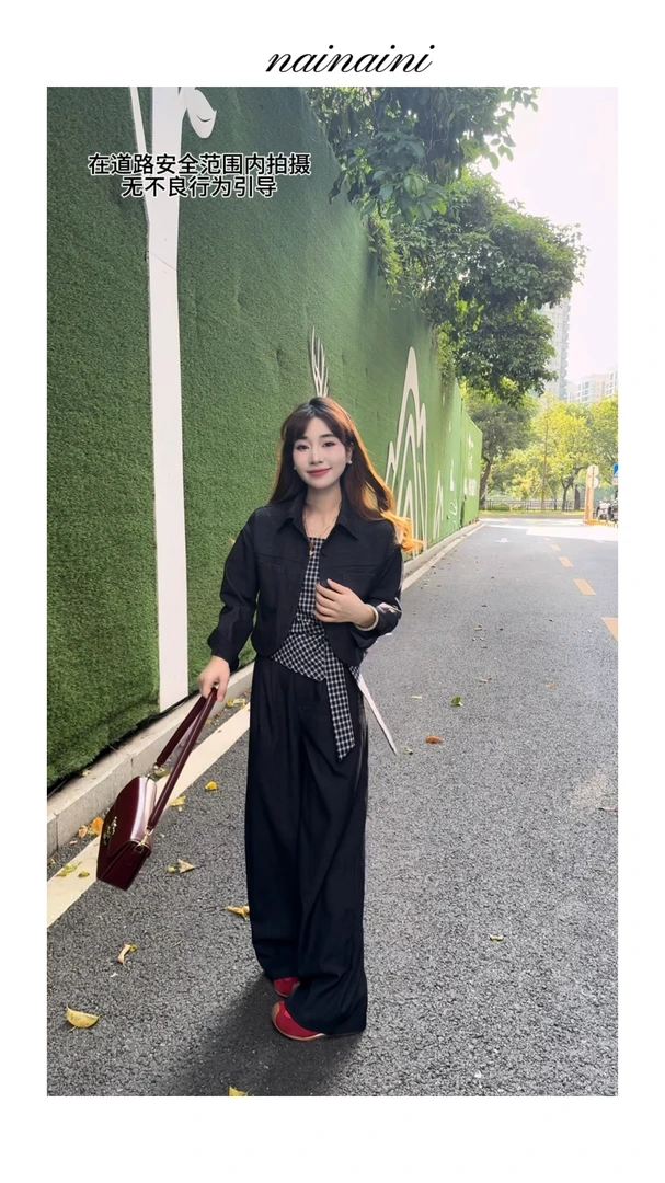 奈奈妮【艺术静奢】时尚套装女2025小个子秋季新款气质显瘦百搭3816