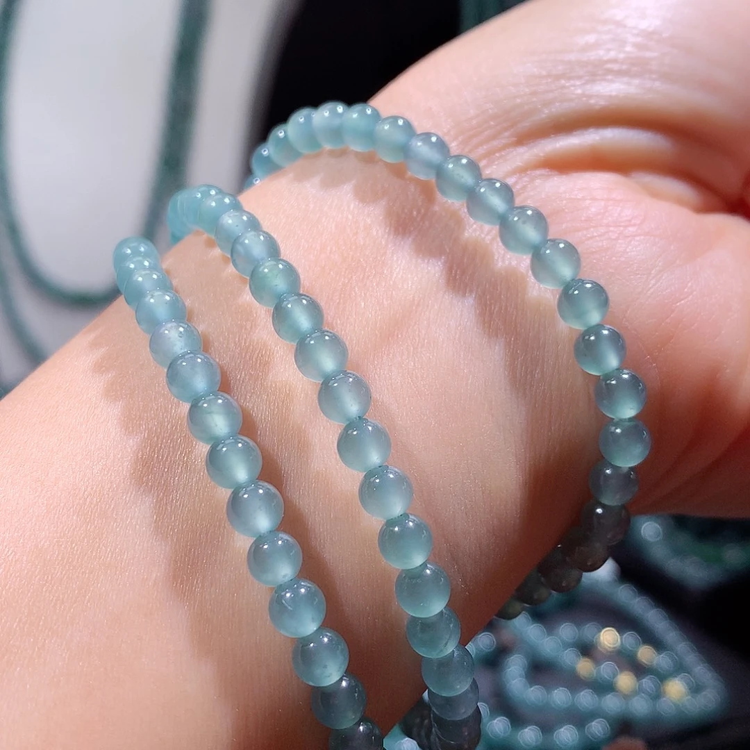 翡翠未镶嵌手链天然a货翡翠项链5mm