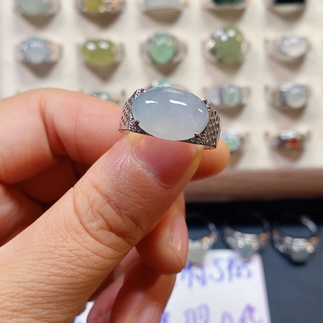 翡翠银S925镶嵌戒指