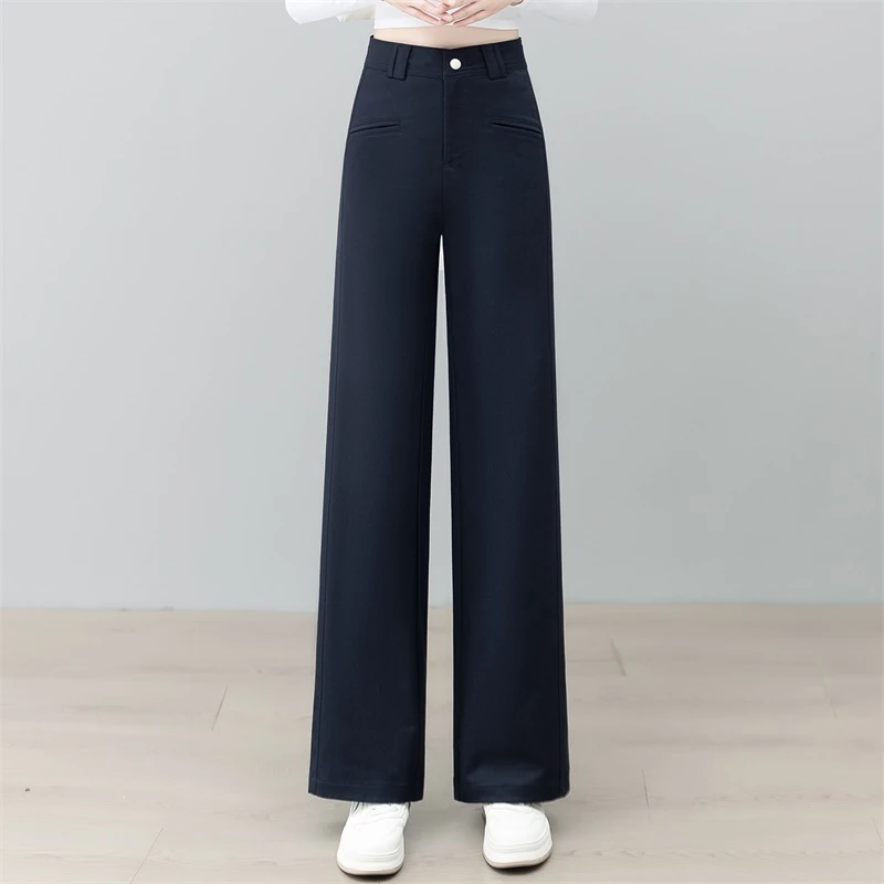 天丝棉阔腿裤女士秋季2025新款时尚高腰显瘦宽松百搭休闲直筒裤子
