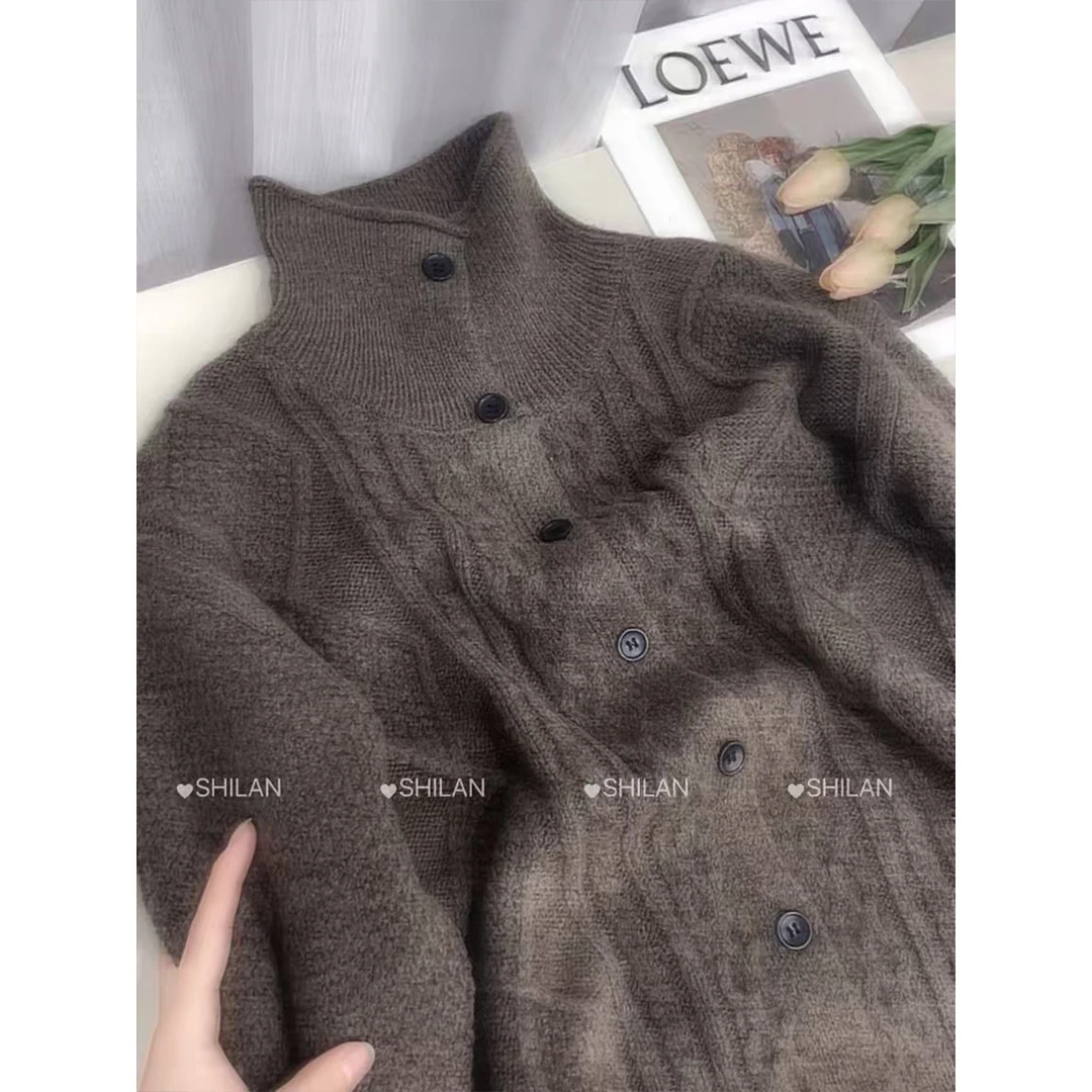 冬季新款 【麻花开衫】 高领宽松长袖纯色长袖针织毛衣外套