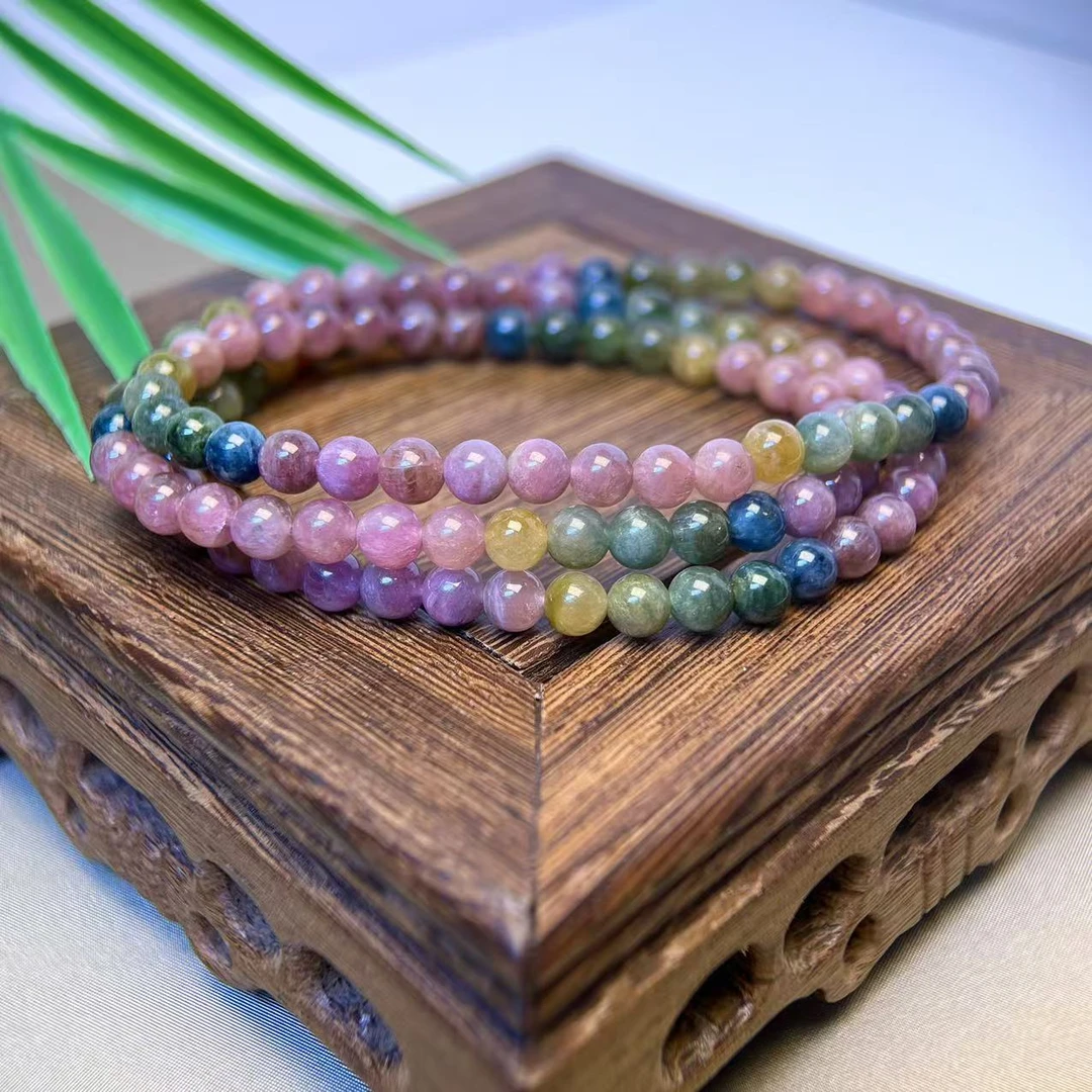 老矿彩虹碧玺多圈手串5mm+ FX-5551
