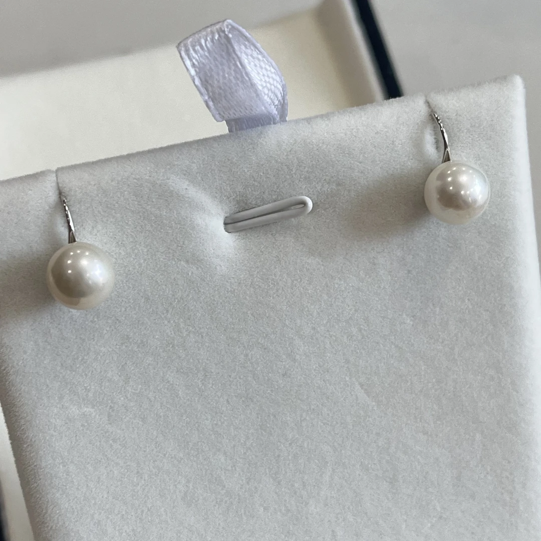 S925银8-9m天然淡水AK珍珠高跟鞋耳钩简约优雅