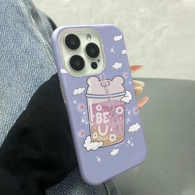 苹果鼠鼠双层菲林壳适用于苹果16手机壳爱心ins卡通透明全防摔