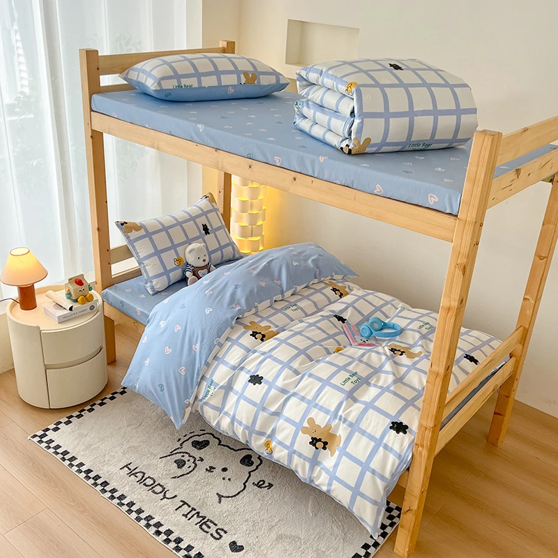 水星高端系列家纺轩云家用纺织品厂全棉学生宿舍三件套纯棉床单款