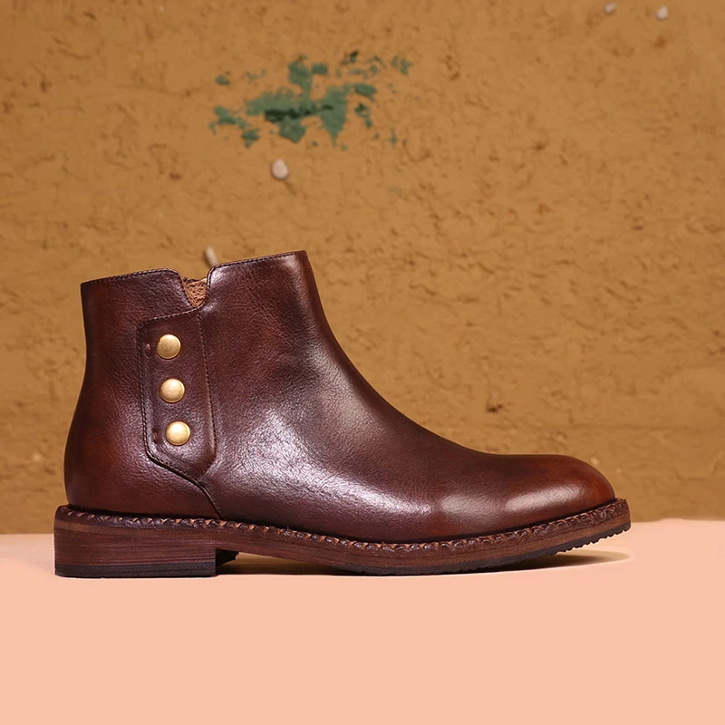 【原创手工】固特异男靴子潮切尔西短靴秋冬新品百搭英伦风高帮皮靴