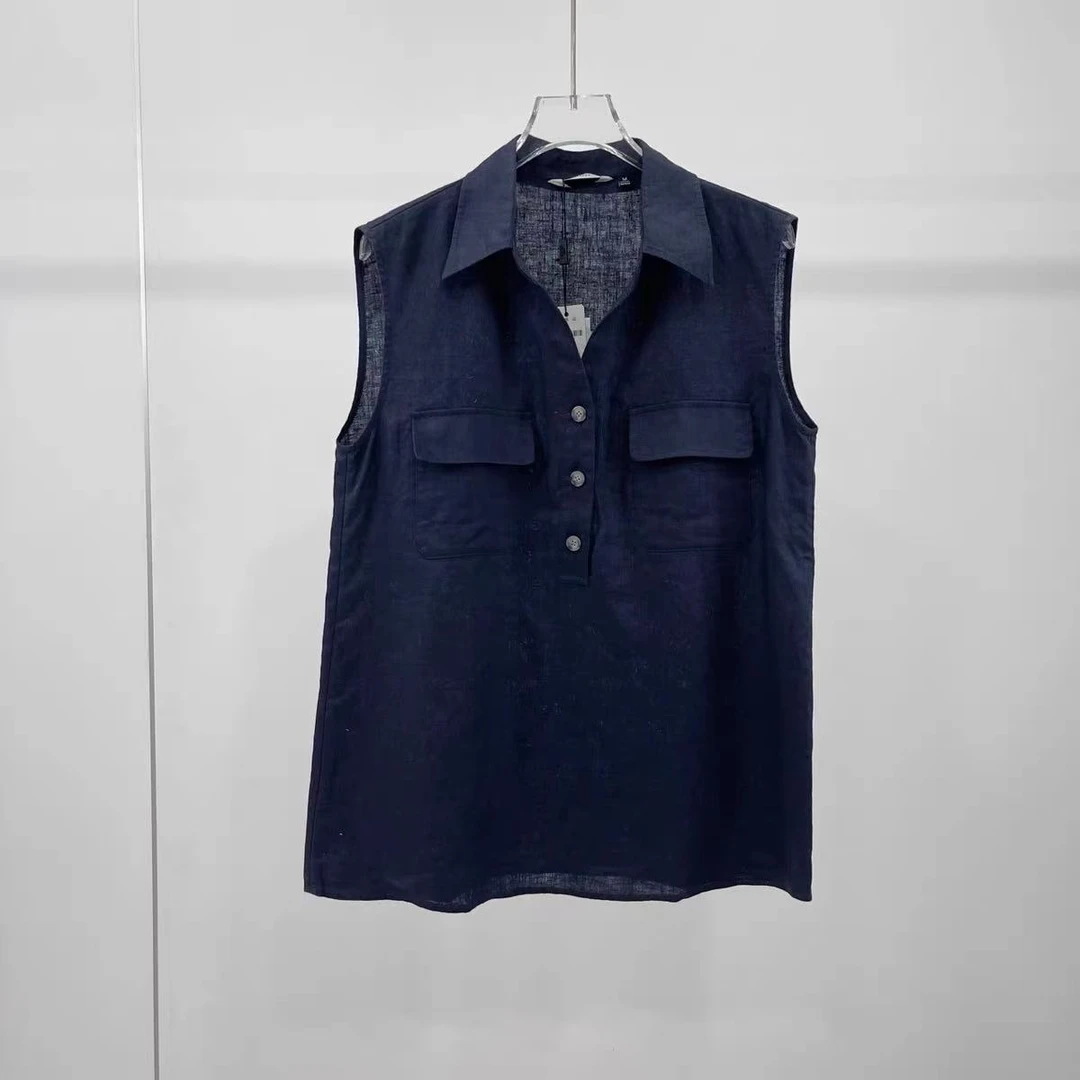 【娜可】女装显瘦百搭亚麻无袖衬衣