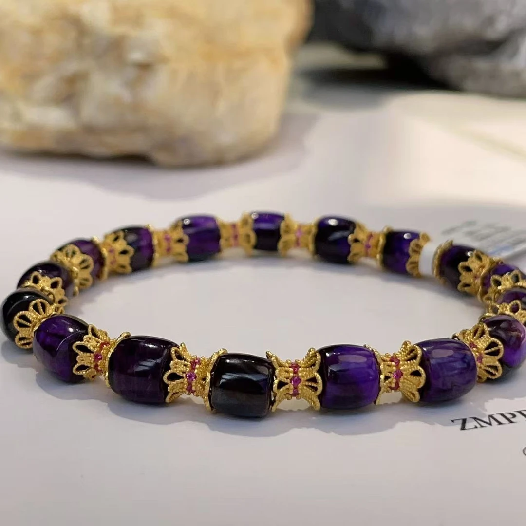 舒俱来皇家紫红宝双花单圈手串925S/AZB4392