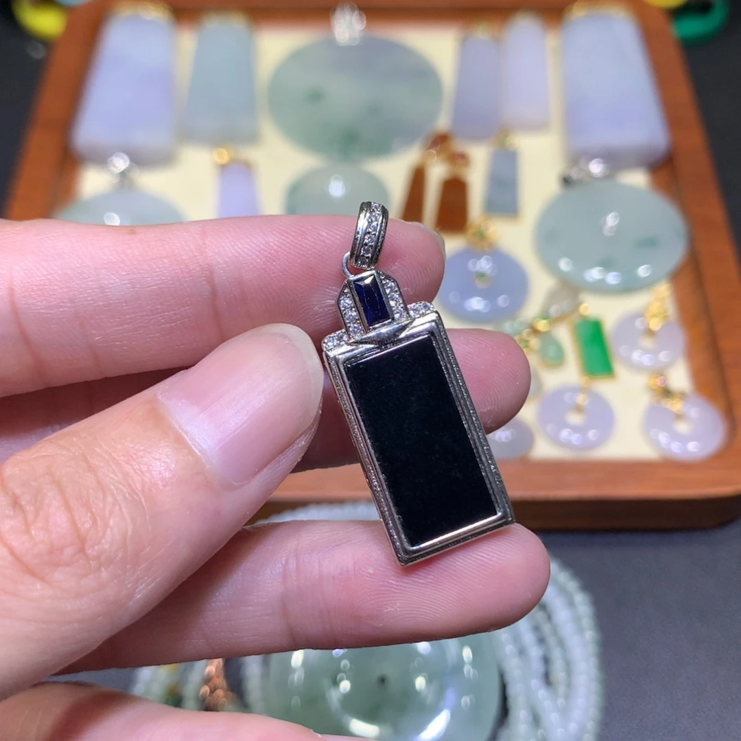 吊坠(不含链)银S925镶嵌翡翠