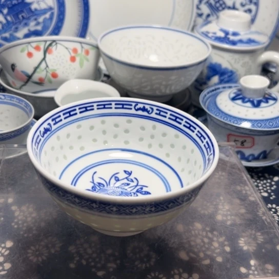 碗青花玲珑5寸兰花饭碗