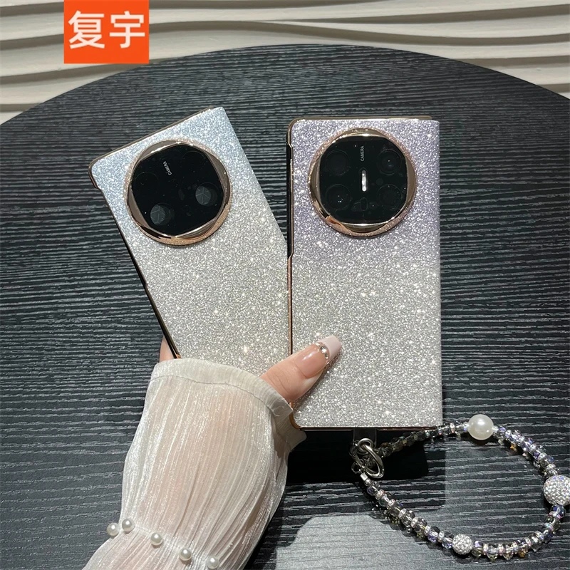 奢华闪粉手链适用华为matex5折叠典藏版手机壳matex6全包翻盖皮套