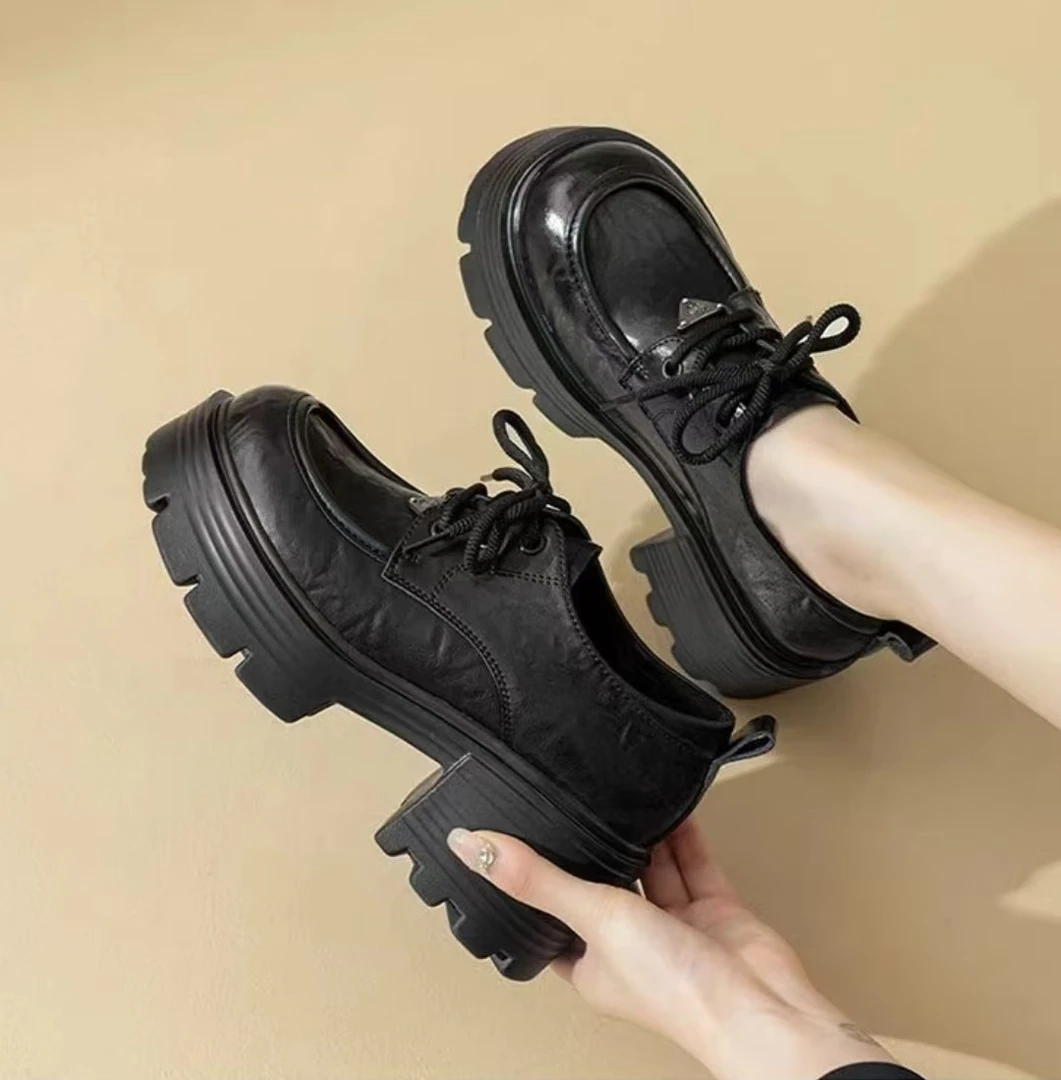 【按主播编码去拍】新款时尚休闲百搭真皮秋冬季小皮鞋厚底女乐福鞋