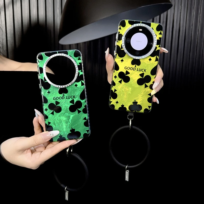 适用华为mate60pro手机壳新款mate60套huawei创意黑桃梅花小众女+