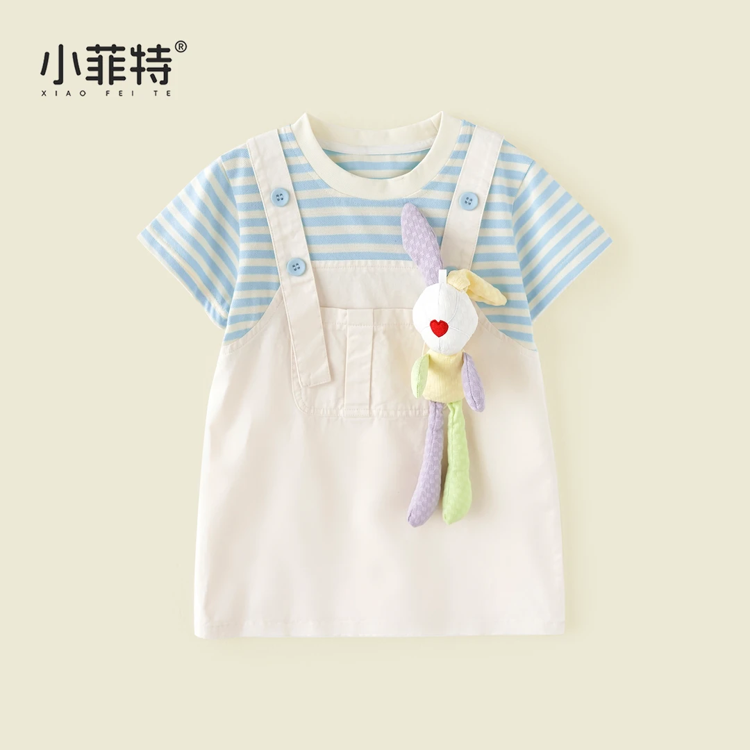 小菲特夏季新款女童立体玩偶连衣裙小女孩休闲棉布裙子BGQX51677