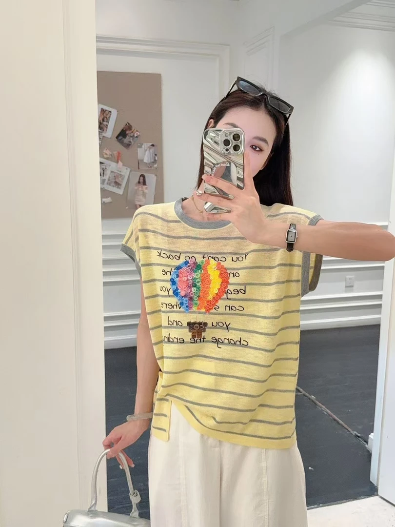 〖铃铛精选〗彩虹条夏凉版体恤