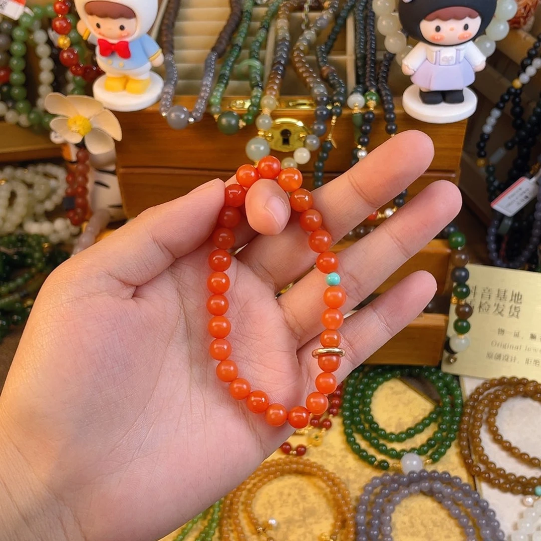 南红玛瑙单圈手串未镶嵌