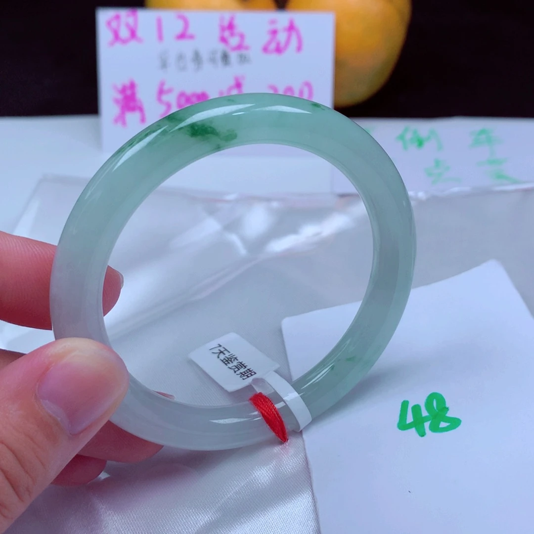 未镶嵌手镯翡翠缅甸天然A货翡翠手镯54圆条