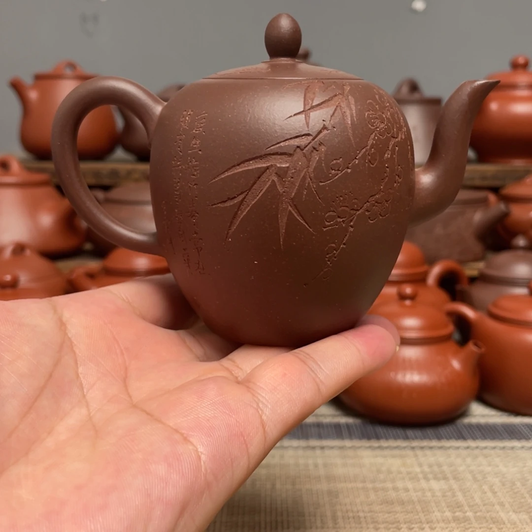 美人肩（180-190容量）-原矿底槽清-全手工紫砂壶-孤品处理