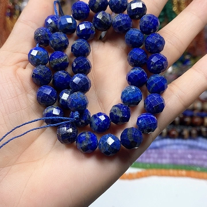 玛瑙/玉髓未镶嵌珠宝半成品天然青金切面卡10mm