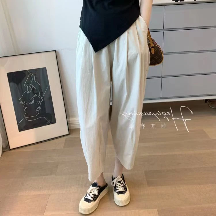 萝卜哈伦裤女夏季薄款宽松显瘦百搭裤小个子九分裤外穿工装阔腿裤