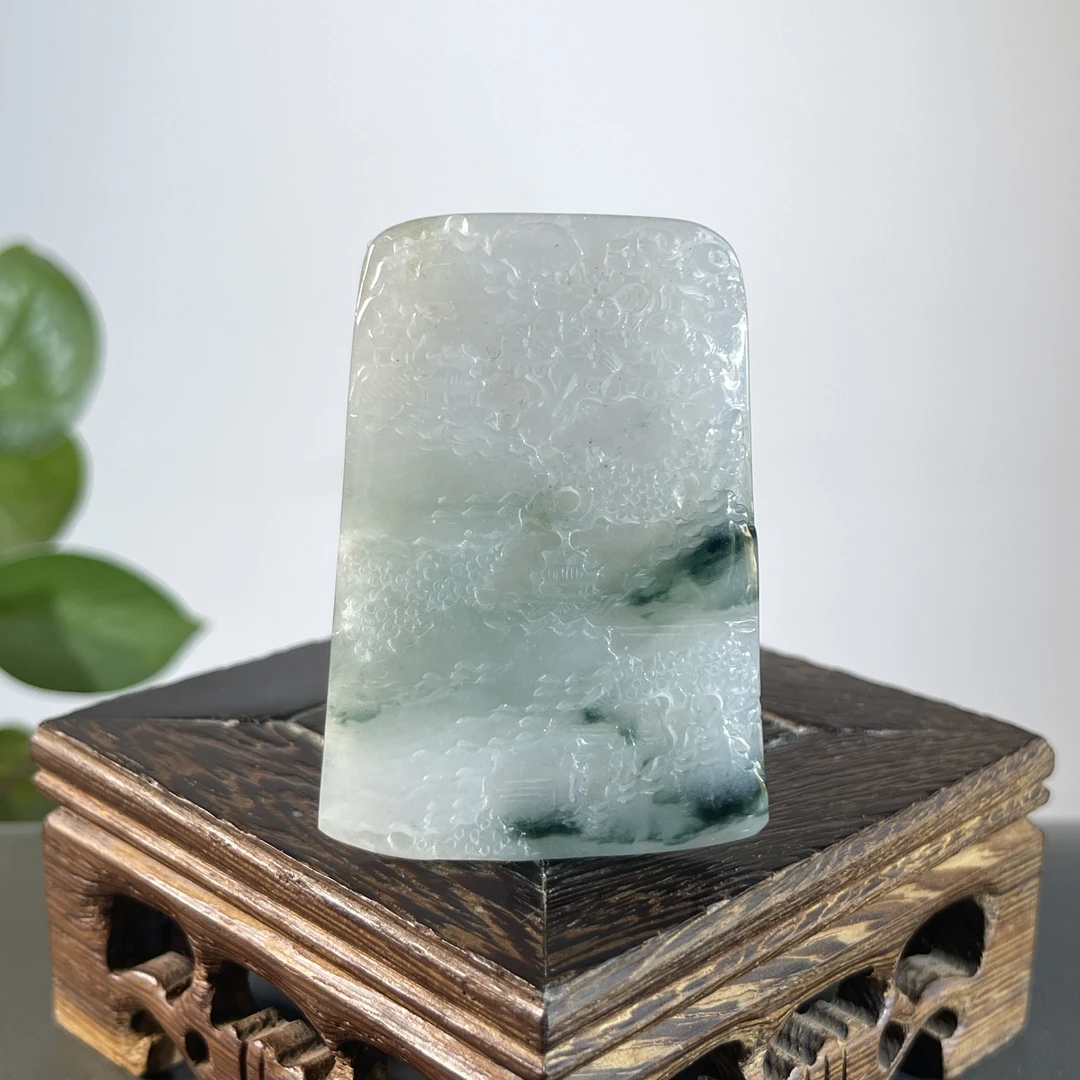 JTA29-50 天然缅甸A货翡翠 山水牌