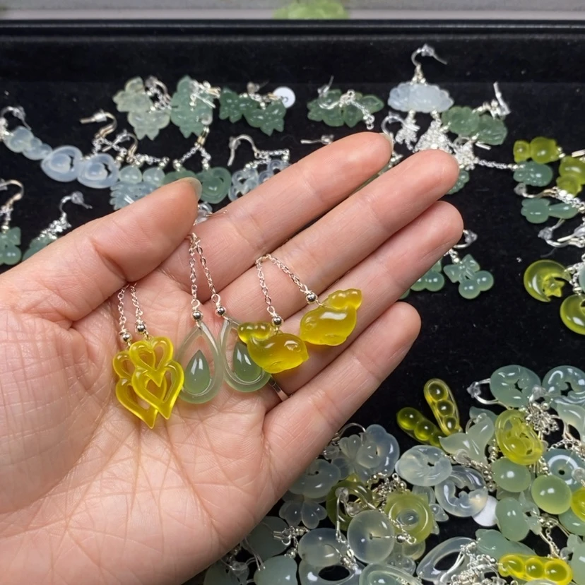 【闪购商品】蛇纹石玉挂件耳饰耳环项链未镶嵌闹*