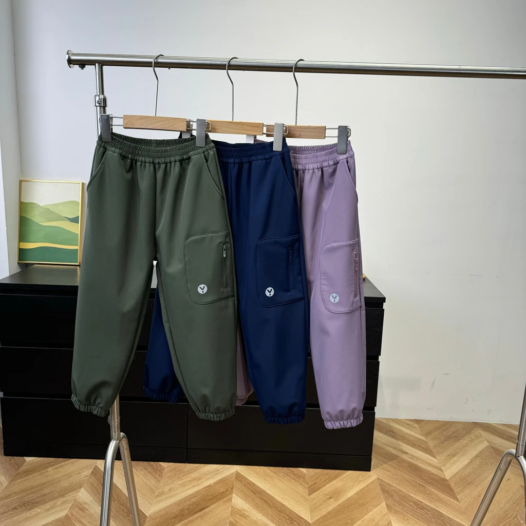 25秋冬新款加绒卫裤休闲简约保暖防风休闲裤男童女童裤子R79201