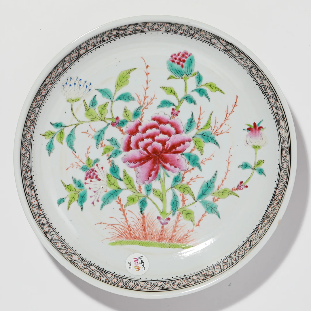 【预展专用】3871民国·粉彩花卉纹盘【古董拍卖】