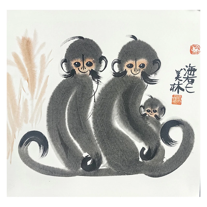 b-1999韩老师38*38卡纸生肖三猴