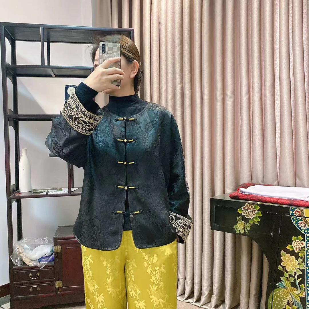 国风新中式圆领提花女士气质连袖外套W52MC0211上衣中国风时尚
