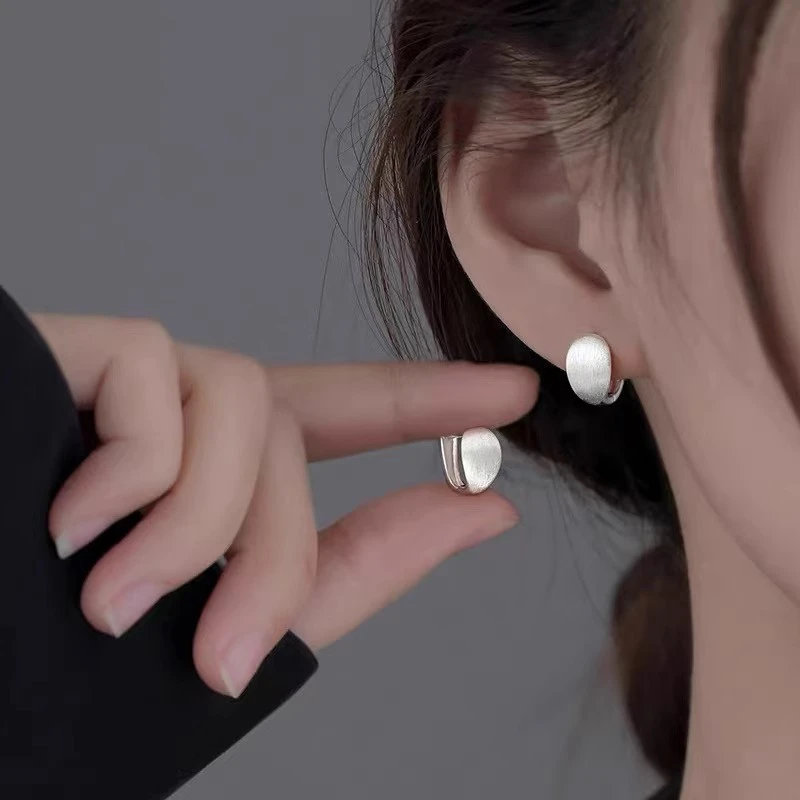 925银耳饰 S925银针拉丝耳环小众2025新款耳钉百搭高级感女耳饰