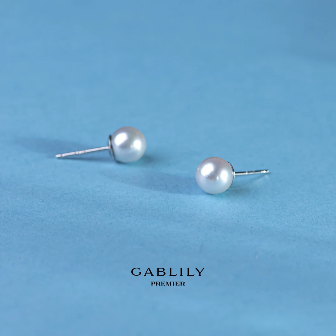 【校长专属】GABLILY premier S925银海水珍珠真多麻色耳饰 7-8mm