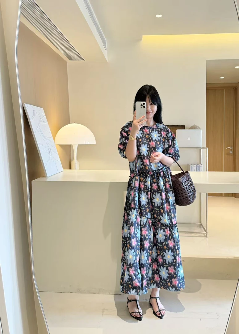 MOREYOUNG李李家碎花连衣裙25131