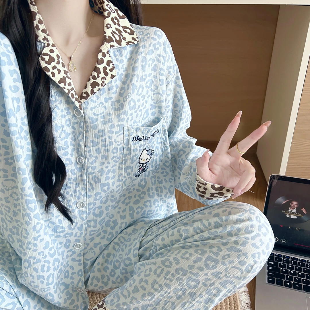【热卖长袖套装】250斤大码睡衣女夏季云朵棉长袖长裤可外穿家居服2
