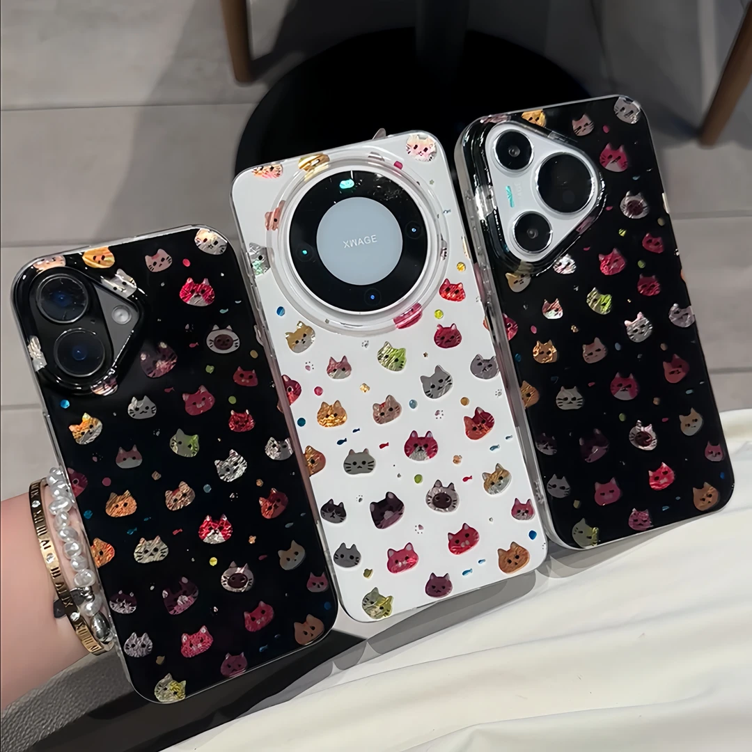 雅天立可爱满屏猫咪适用苹果17/16手机壳15情侣华为vivo小米oppo