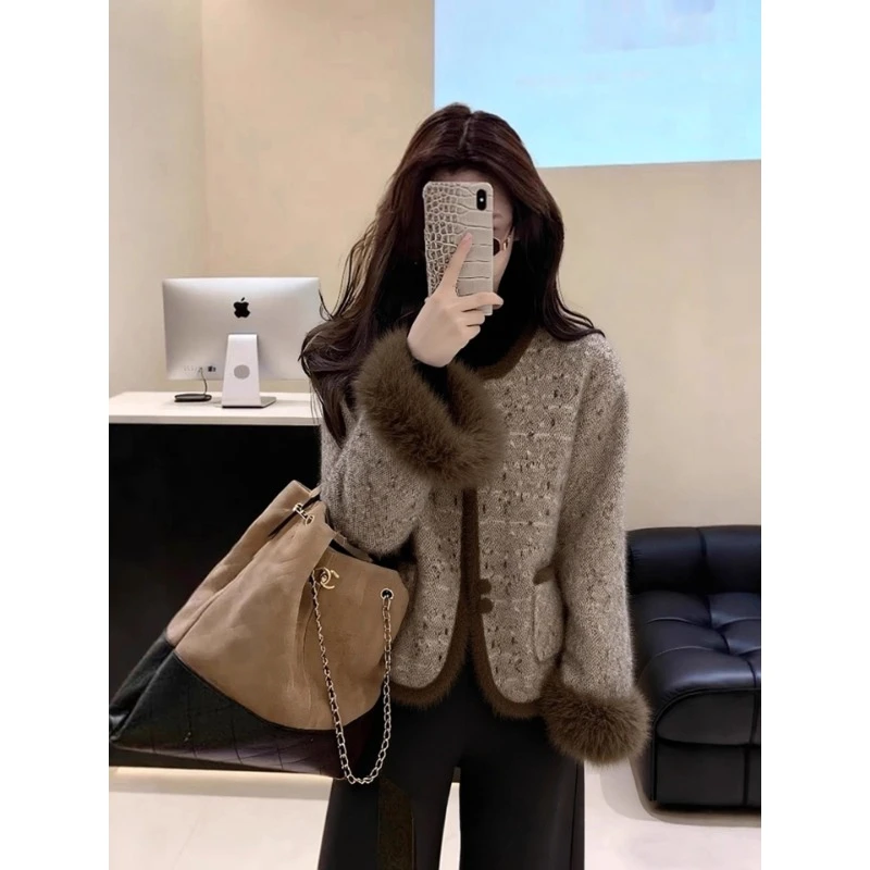 流行巨好看轻奢时尚慵懒高级感气质棕色小香风外套女2025今年秋冬