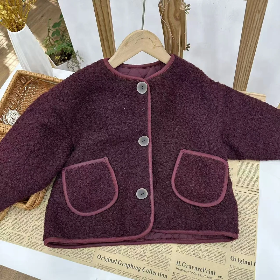 7058 冬季中大童毛毛外套 L