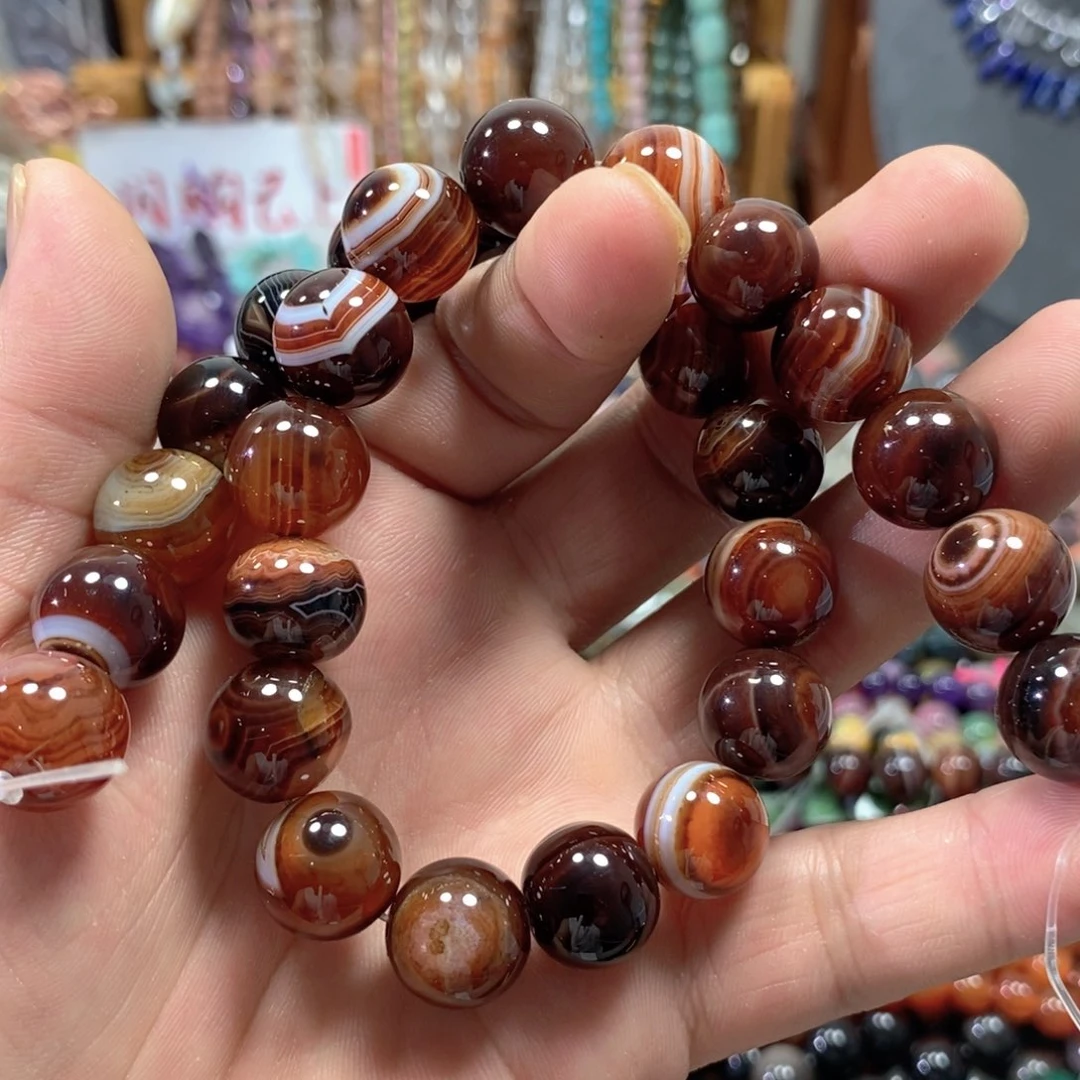 玛瑙/玉髓合金珠宝半成品缠丝玛瑙一条卡14mm