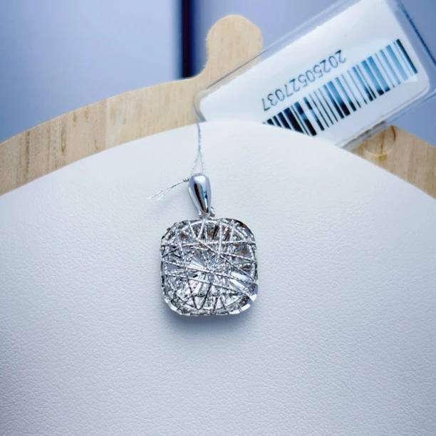 铂金PT950小方糖吊坠轻奢时尚气质百搭