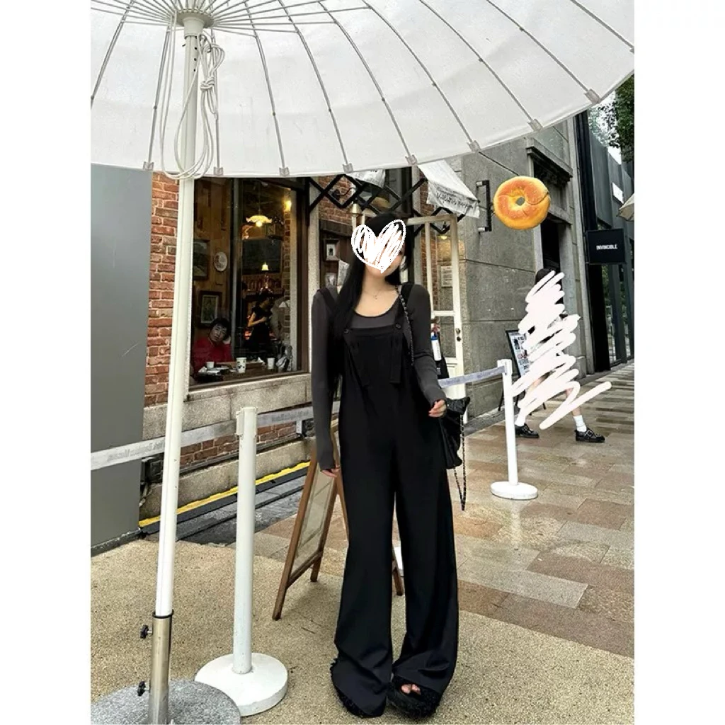 背带裤2025秋季新款胖mm遮肚显瘦痞雅阔腿直X筒休闲长裤