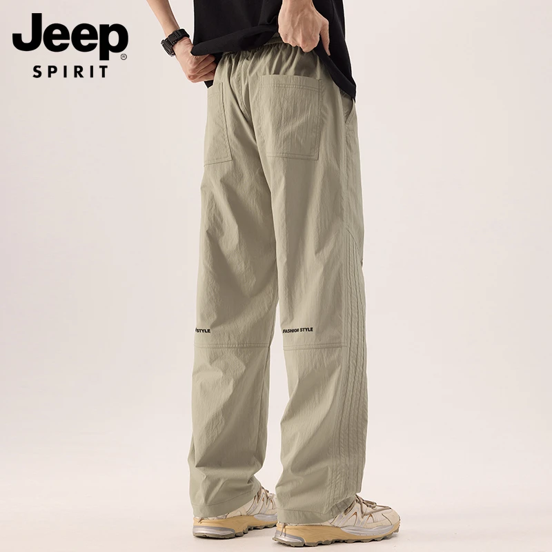 JEEPSPIRIT吉普男士直筒休闲裤夏季薄款潮牌工装裤男款宽松裤子男