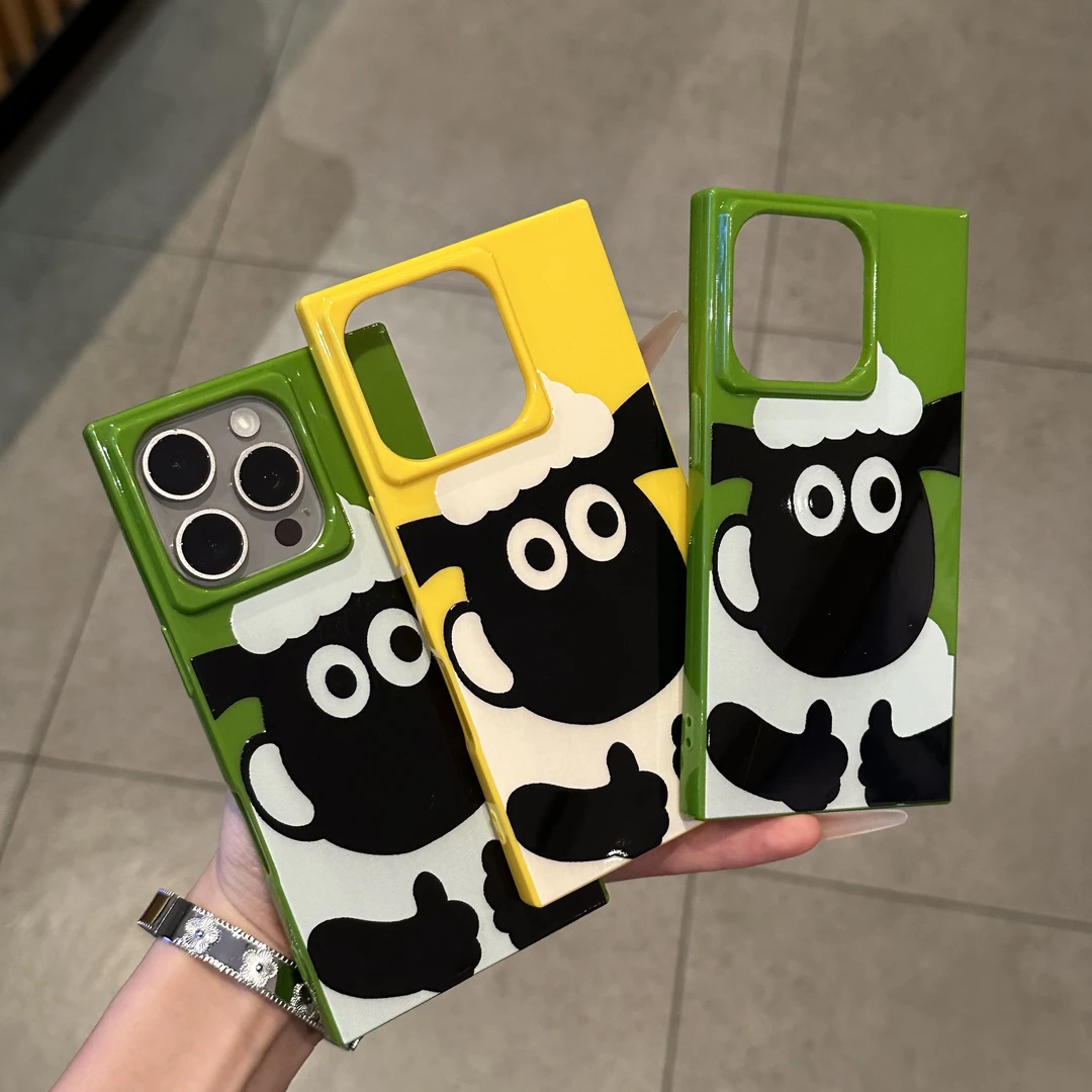 夕与空点赞小羊适用苹果15/16promax手机壳冰晶方块14/13/12/11套