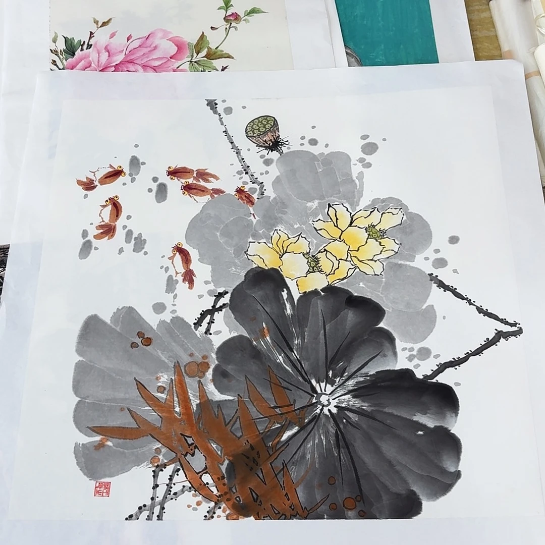 国画四尺斗方手绘作品