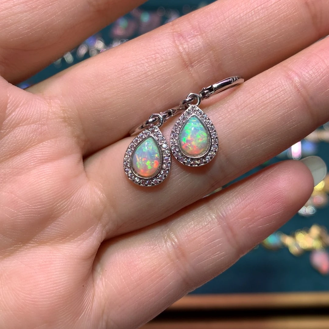 银S925镶嵌欧泊耳钉款式