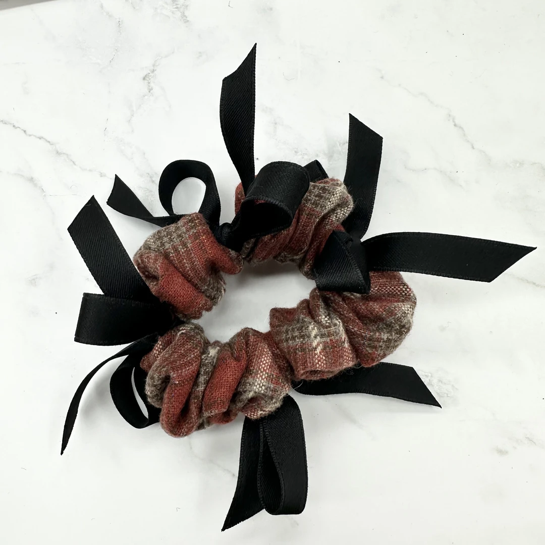 L477夕洛红格子蝴蝶结女韩版韩式甜美风日韩发圈发绳ins甜美少女