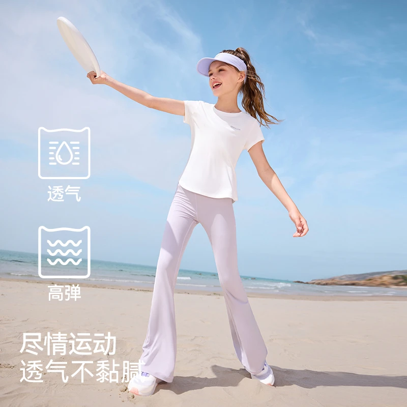女童套装女式短袖T恤夏季新款儿童冰丝凉感速干半袖户外运动上衣